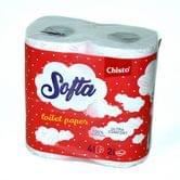 Туалетний папір Chisto Softa рожево-білий, 2-шаровий, 4 рулони