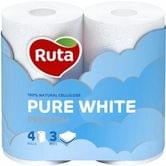 Туалетний папір Ruta Pure White Premium білий, 3-шаровий, 4 шт