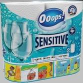 Паперові рушники Ooops! Sensitive 2-шарові, 50 відривів, 2 рулони