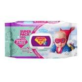 Вологі серветки дитячі Super Baby, з клапаном, 120 шт.