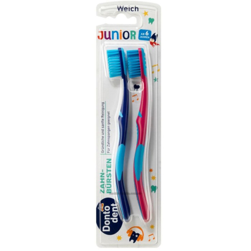 Дитяча зубна щітка Dontodent Junior від 6 років, 2 штуки